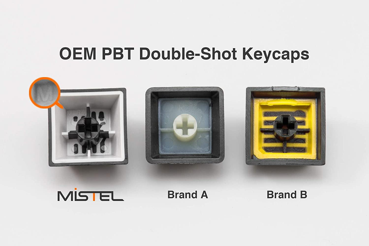 Mistel Doubleshot PBT Keycaps for Mechanical Keyboard with Cherry MX  Switches and Clones, OEM Profile 108 Keys Plus Extra 11 Keys Set, Orange  Letter 