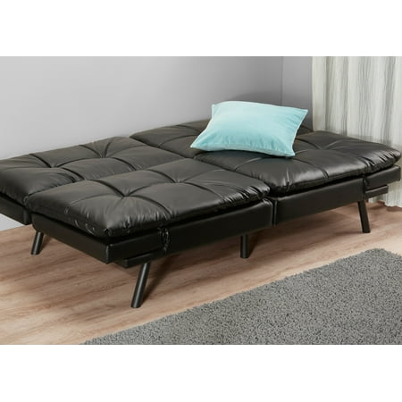 Product titleeasyfashion convertible futon sofa bed faux leather futon couch bed black. mainstays memory foam futon black leather