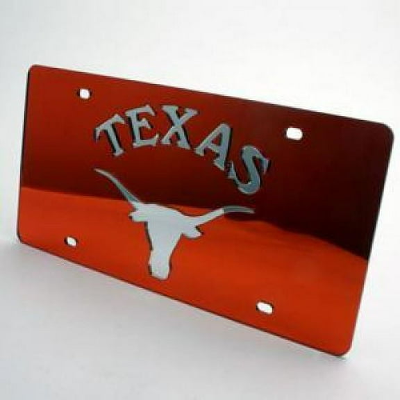 Texas Longhorns Inlaid Acrylic License Plate - Orange Mirror Background
