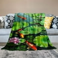 thumbnail image 2 of Chilfamy Lily Pads Koi Fish Green Leafy Plant Flannel Throw Blanket for Couch Sofa Bed Office All Seasons - Pack of 1, Available in 3 Sizes 50x60in, 2 of 6