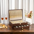 thumbnail image 6 of Fine Silverware Box , 2-Layer Wooden Silverware Chest with Drawer,Walnut, 6 of 8