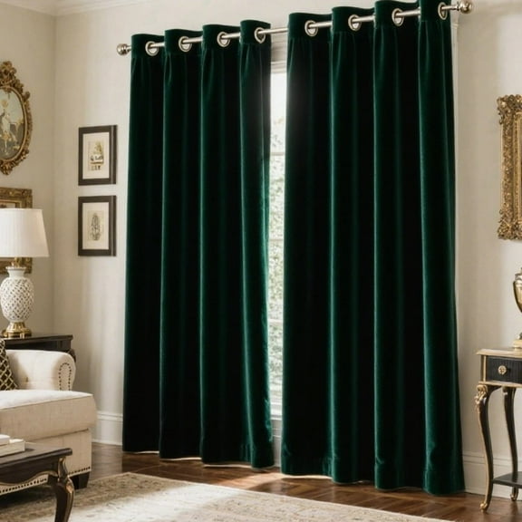 SMILETIME Velvet Curtains with Grommet, Thermal Insulated Super Soft Privacy Noise Reducing Light-Filtering Velvet Curtains for Living Room, 2 Panels