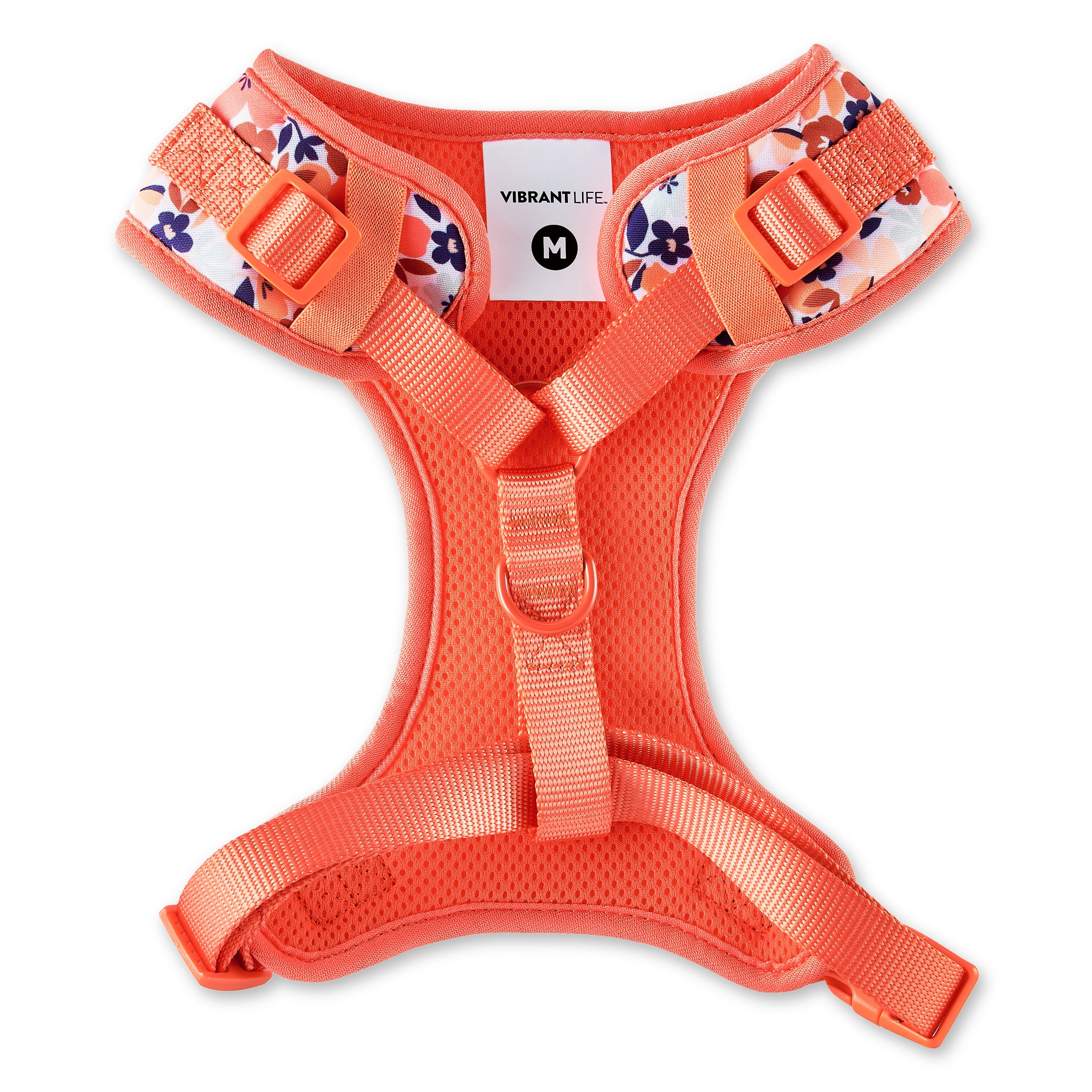 Vibrant Life Floral Dog Walking Harness, Red, M (17" to 20" Chest Size)
