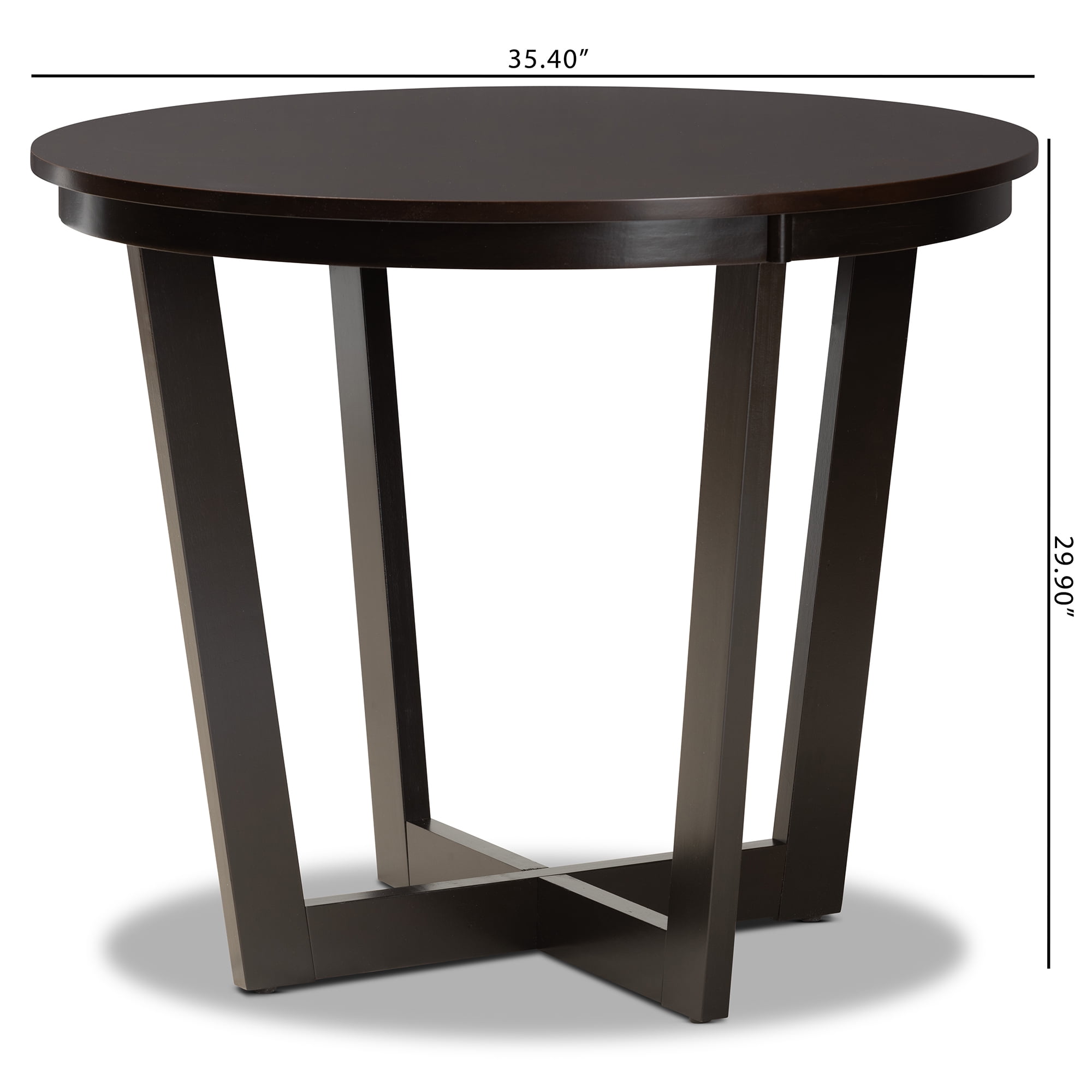 Baxton Studio Alayna Modern and Contemporary Dark Brown Finished 35-Inch-Wide Round Wood Dining Table