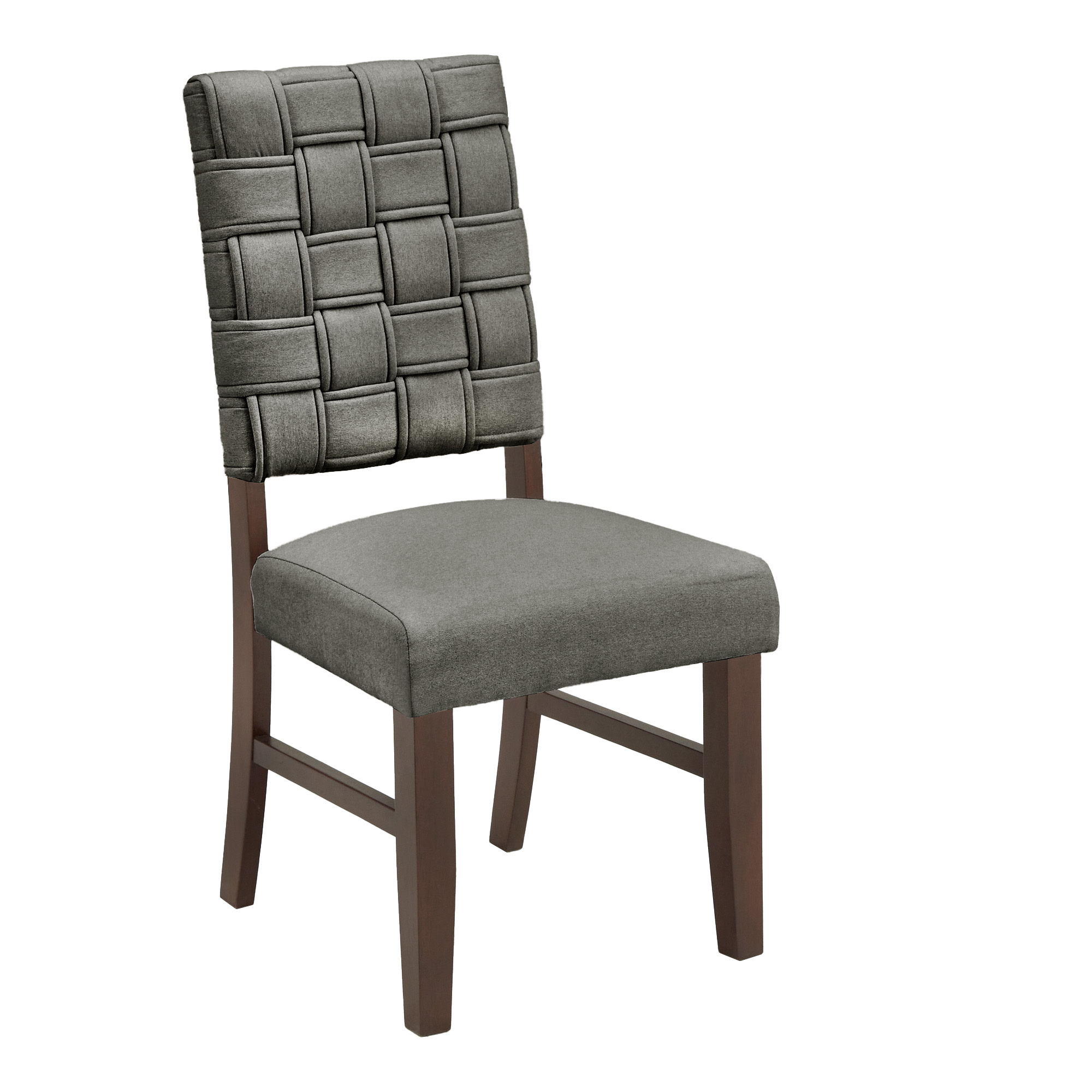 Weston Home Alle Walnut Finish Woven Fabric Dining Chairs, Dark Gray (Set of 2)