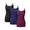 Black/Navy Blue/Grape Purple-ADJUSTABLE, variant on Womens Summer Bamboo Rayon Tank Tops Adjustable Spaghetti Strap Camisoles Breathable Undershirts 3 Pack(3C, L)