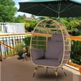 thumbnail image 1 of Patio Furniture Egg Chair, Rattan Stationary Egg Chair with Dark Gray Cushions, Large Standing Lounge Egg Chair, 240lb Capacity, 1 of 10