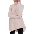 thumbnail image 1 of Baberdicy Chandails pour Femmes Col Roulé pour Femmes Manches Chauve-Souris Longues Ourlet Asymétrique Chandail Décontracté à Enfiler Hauts en Tricot Chandails pour Femmes Rose, 1 of 5
