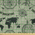 thumbnail image 2 of Ambesonne Travel Fabric by the Yard Microfiber, Vintage Adventure Art, 1 Yard, Dusk and Charcoal Grey, 2 of 2