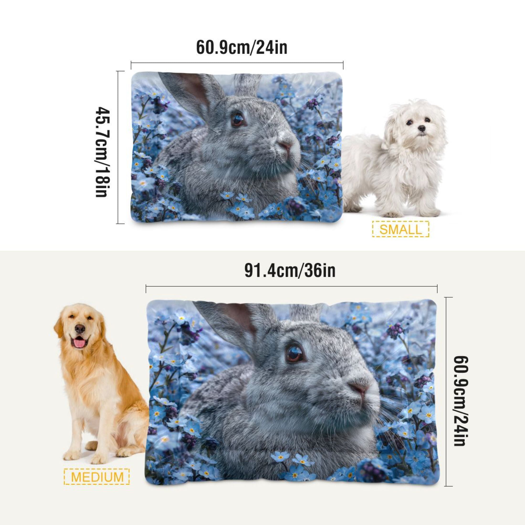 Cozy Mat Pet Bed Indoor Outdoor Warm Soft For Cat Dog Puppy(S/M) Grey Bunny