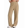 thumbnail image 2 of Womens High Waist Button Stretchy Pants Straight Leg Office Dress Pant Casual Trousers with Pocket Camel Color 5XL, 2 of 8