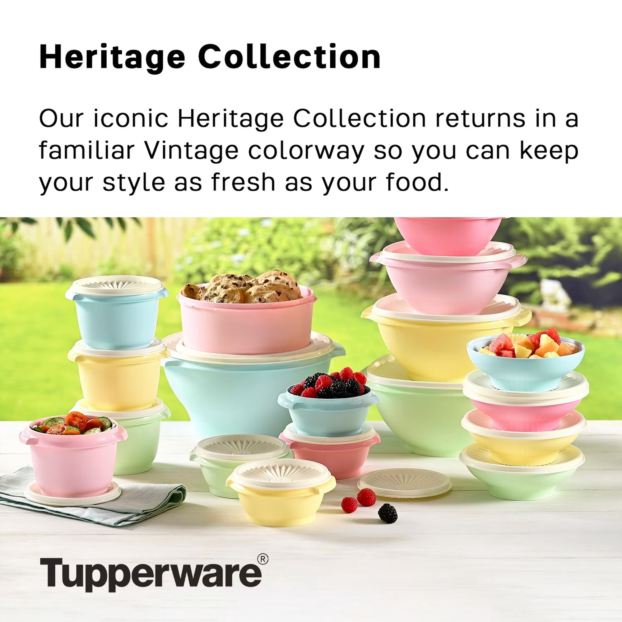 Tupperware Heritage Plastic 7.5-Cup Food Storage Canister with Lid