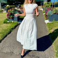 thumbnail image 3 of Vintage Polka Dot Midi Dress Women Elegant Slim Fit Flowy A Line Casual Summer Dress, 3 of 9