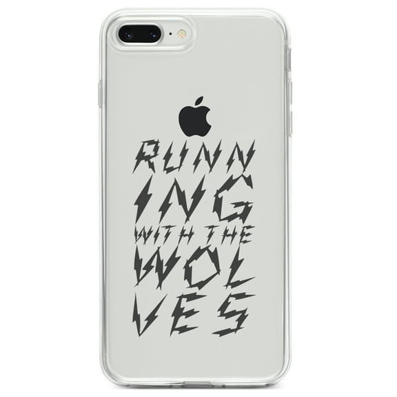 DistinctInk Clear Shockproof Hybrid Case for iPhone 7 PLUS / 8 PLUS (5.5" Screen) TPU Bumper Acrylic Back Tempered Glass Screen Protector - Running With the Wolves