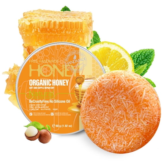 MUAXDA Honey Shampoo Bar, Solid Honey Shampoo Bar Soap for Hair Care, Strengthening & Nourishing Soap Bar