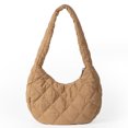thumbnail image 3 of Bolso de mano con relleno de plumas para mujer, de color liso, sencillo e informal, para la escuela, para ir de compras, 3 of 5