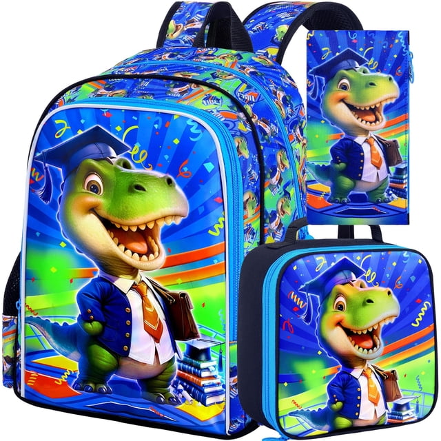 Mochila AGSDON, juego de 3 unidades, dinosaurio para niños, resistente al agua