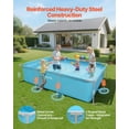 thumbnail image 4 of VEVOR Frame Above Ground Swimming Pool, 118 x 78 x 30 in Rectangular Steel Metal Frame, Large Rectangle Outdoor Backyard Family Pool, Easy to Assemble Rust-Resistant, 1046 Gallon Water Capacity, Blue, 4 of 9