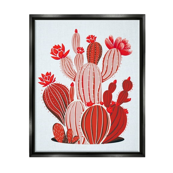 Stupell Industries Red Modern Cactus Plants Botanical & Floral Painting Black Floater Framed Art Print Wall Art, 17 x 21
