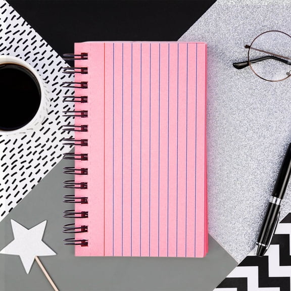College Supplies, Learning Office Supplies Student Notebook Frosted Transparent Cover Coil Book Thickened Horizontal Line, Classroom Gifts,Pink