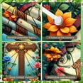 thumbnail image 4 of Floral Design Welcome Banner Colorful Flowers Spring Display Green Leaves Ladybug Accent Garden Backdrop for Garden Party Outdoor Gathering Front Door Decor, 4 of 9