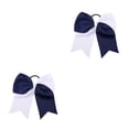 thumbnail image 3 of Sonducket Banda para el cabello grande Nudo de lazo Elástico Adornos a juego de color Coleta Titular Cabellos Cuerda Scrunchies Accesorios Azul azul marino+blanco 2Conjunto, 3 of 6