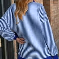 thumbnail image 4 of Tops for Women Striped Lapel V-Neck Long Sleeved Casual Fall Top,Womens Tops Blue, 4 of 4
