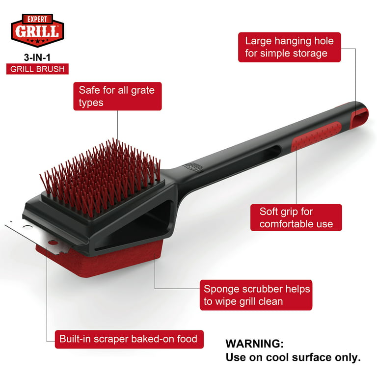 Expert Grill 3 in 1 Cleaning Cold Grill Brush with Stainless Steel