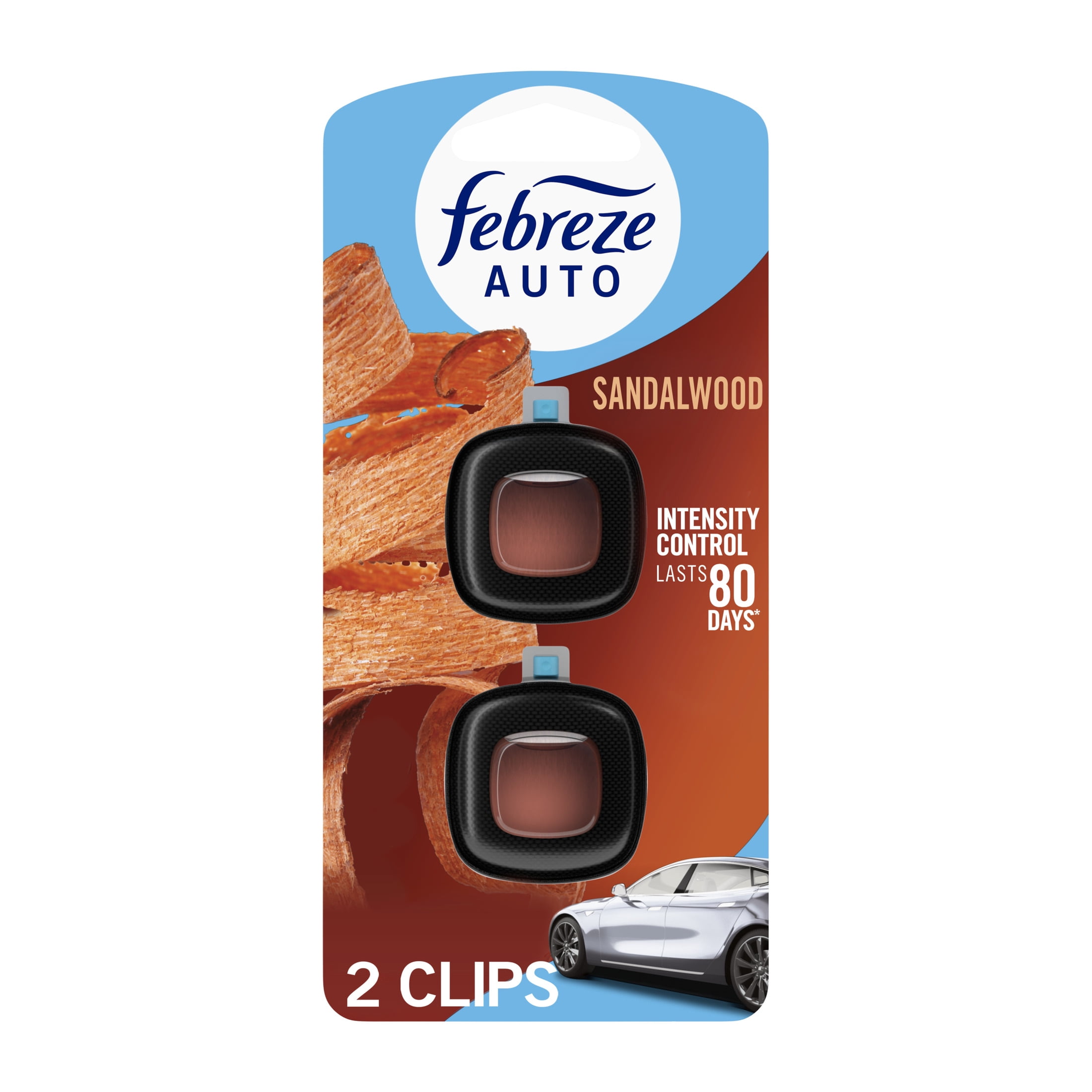 Febreze Car Air Freshener, Odor-Fighting Car Vent Clip, Sandalwood