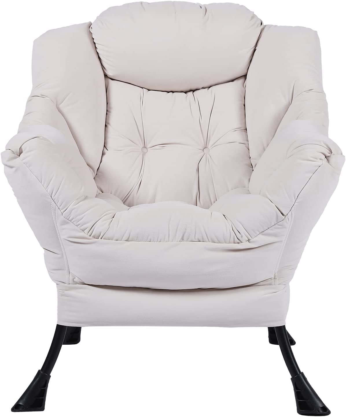 VIVIJASON Modern Fabric Lazy Chair Soft Accent Contemporary Lounge Chair Single Steel Frame