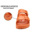 thumbnail image 2 of VICT POPU Womens Sandals Adjustable Double Buckle Strap Waterproof EVA Flat Slides，Orange,Sizes 8, 2 of 6