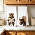 thumbnail image 4 of 2-Pack Funny Bison Bathroom Hand Towels, Cute Animal Themed Absorbent Decor Towel Set, Rustic Farmhouse Kitchen Dish Cloths for Housewarming Gift, 4 of 6