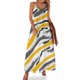 thumbnail image 1 of Vestido largo informal con escote en V y tirantes, estilo informal, con pinceles abstractos, color rojo, azul y amarillo, 1 of 7