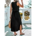 thumbnail image 6 of CUPSHE Women's Knit Beach Cover Up Dress Side Slit Elastic Waist Round Neck Summer Dresses Cover Ups, 6 of 6