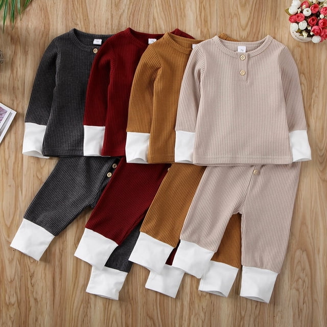 Automne Tout-Petit Enfants Bébé Garçon Fille Hauts à Manches Longues T-Shirt + Pantalons Longs Ensembles de Tenue
