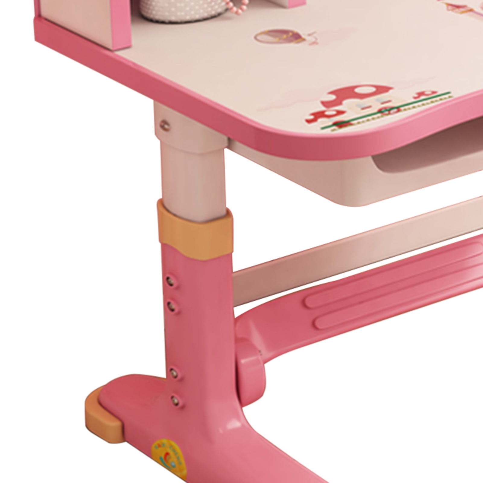 Mairbeon Multifunctional Kids Desk and Chair Set,Height Adjustable Study Table with Drawer Set,Widened Desktop Multi Separation Cartoon Pattern Age 3-12,Pink
