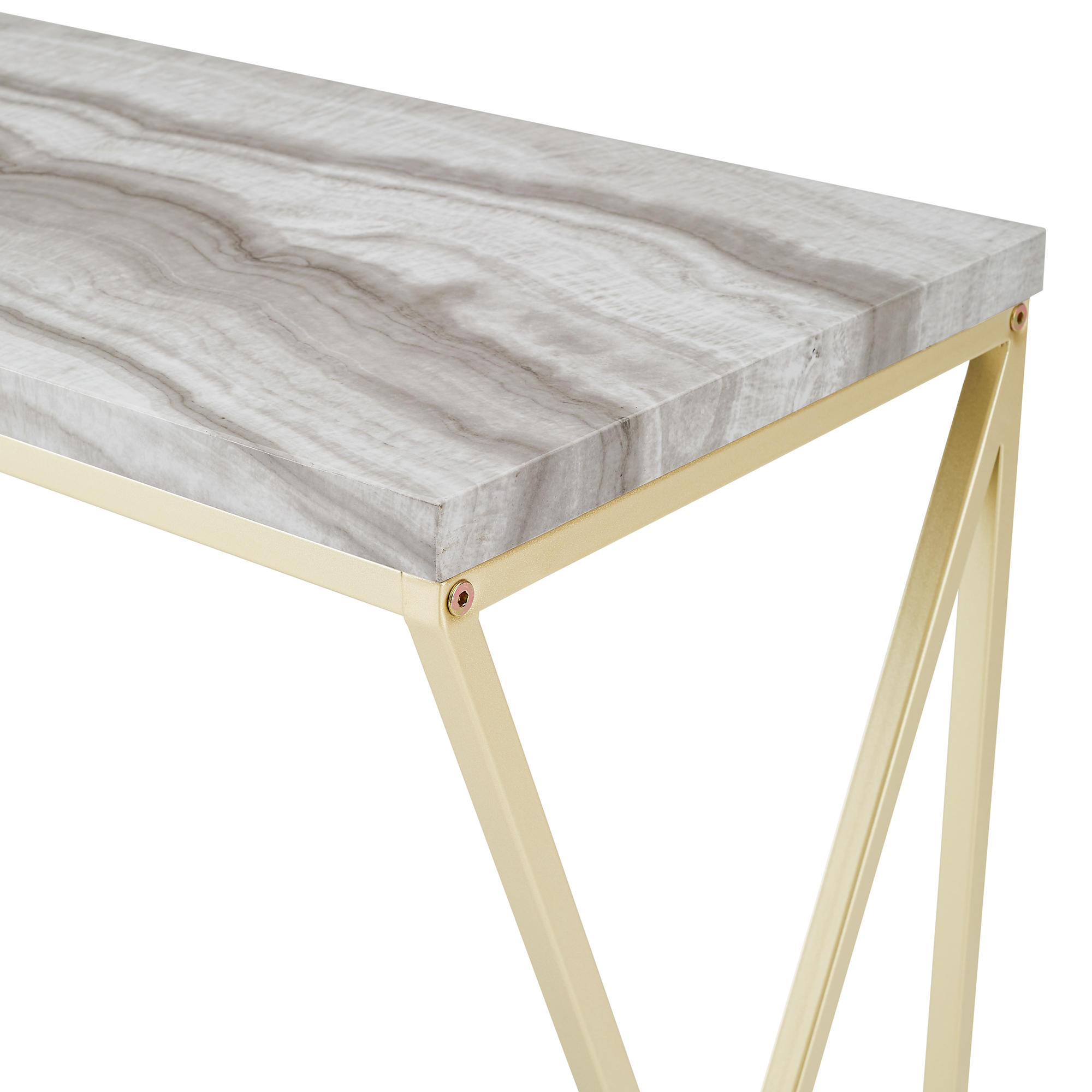 Manor Park Glam Modern Open Entryway Table, Faux Grey Vein Marble