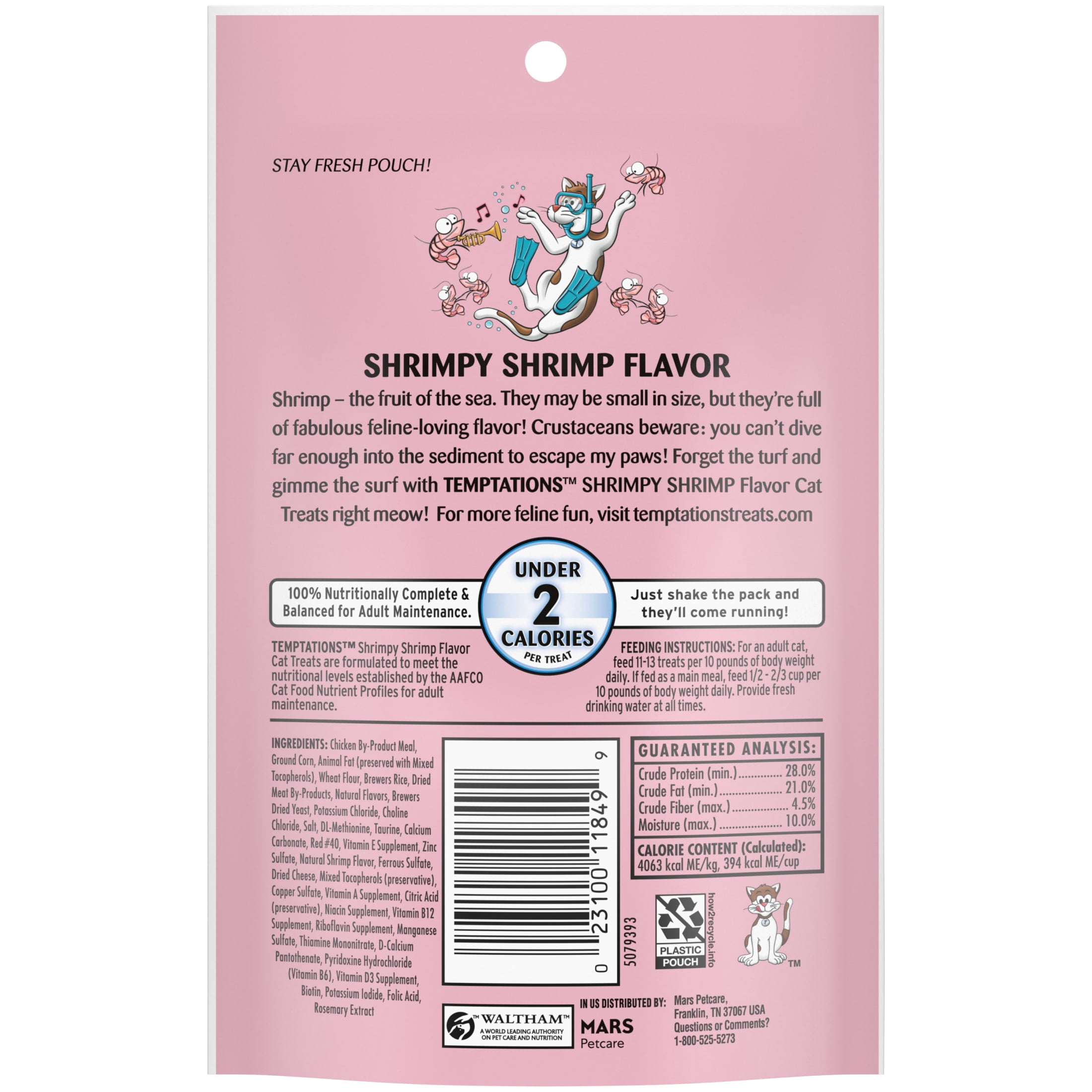 (12 pack) Temptations Classic Shrimpy Shrimp Flavor Crunchy And Soft Treats For Cats, 3 Oz Pouch