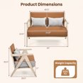 thumbnail image 3 of Costway Loveseat for Small Spaces - Soft Chenille Armchair with Throw Pillows, Brown, 3 of 10