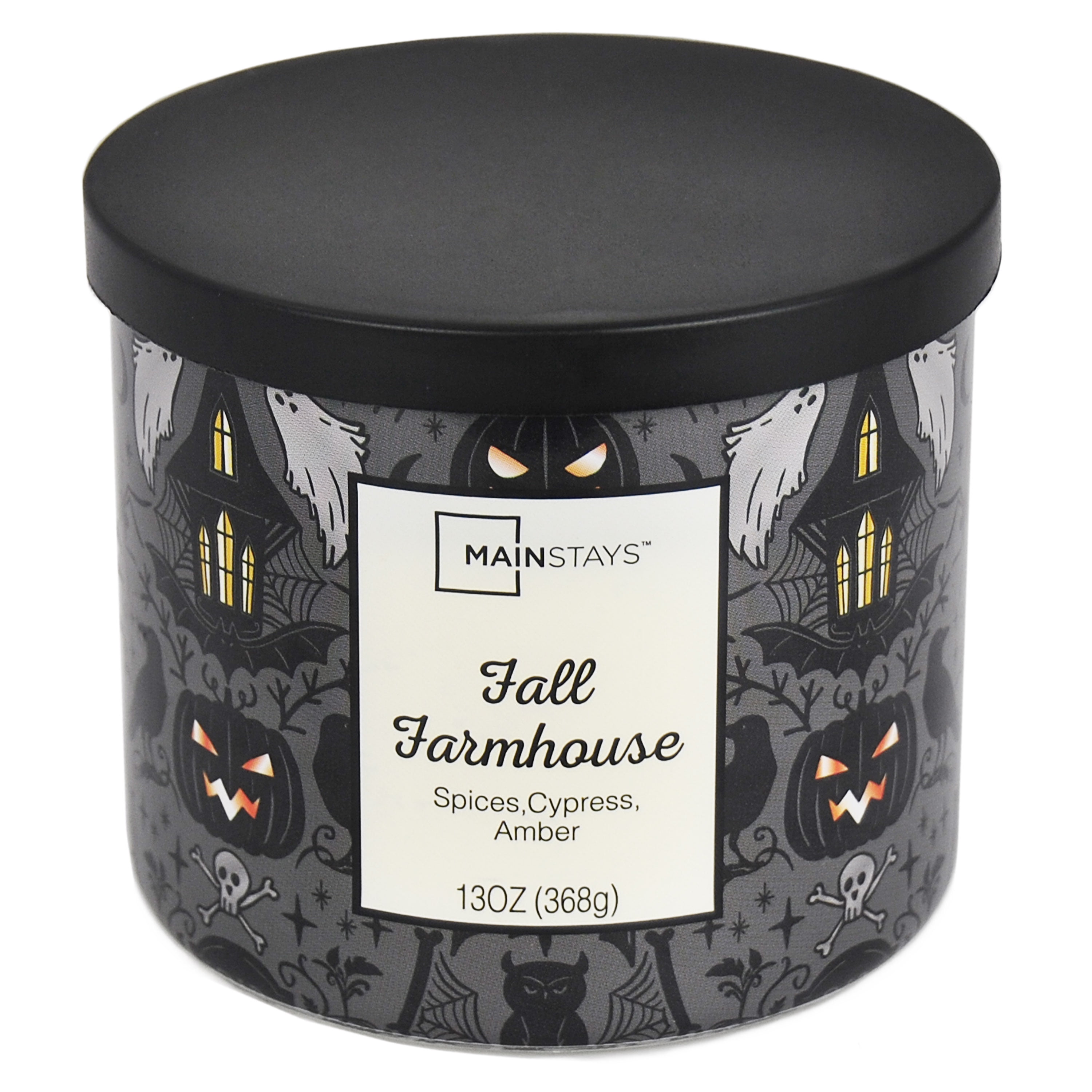 Mainstays Fall Farmhouse Halloween Candle, 13 ounce