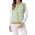 thumbnail image 1 of Suéter sin mangas de cuello redondo de mujer INSPIRE CHIC, de punto, con estampado de pata de gallo, color verde S, 1 of 5