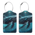 thumbnail image 3 of Fuzoiu Vintage Blue Pattern Whale Print Premium Leather Luggage Tag,Travel Accessory,Luggage Tag for Suitcase Baggage Handbag Travel Bag,Name Card & Privacy Cover-1, 3 of 5