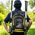 thumbnail image 4 of Ksports Baseball Bag Black/Yellow Backpack for Baseball, T-Ball & Softball Equipment & Gear for Youth and Adults - Holds Bats, Helmet, Gloves, Gear - Shoe Compartment & Fence Hook, 4 of 10