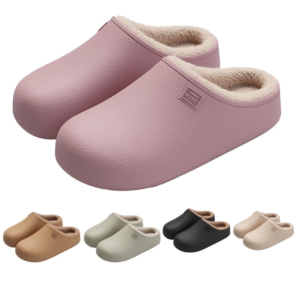 Winter Waterproof Slippers, Unisex Plush Fleece Indoor House Slippers with Non-Slip Sole, Cozy Warm Home Shoes for Men and Women, Soft Comfort Bath Bedroom Fleece Lined Clogs