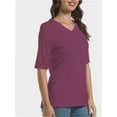 thumbnail image 4 of Women's V-Neck Short Sleeve T-Shirt - Soft Casual Basic Tee, Solid Colors, S-XXL, 4 of 4