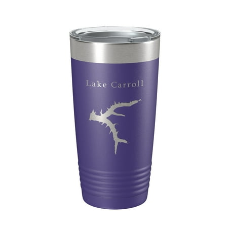 

Lake Carroll Map Tumbler Travel Mug Insulated Laser Engraved Coffee Cup Illinois 20 oz Purple