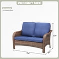 thumbnail image 5 of Lumiinofami Outdoor Loveseat Couch, Patio All Weather PE Rattan Deep Seating Sofa Furniture with Navy Cushions for Porch Backyard Balcony, 5 of 6