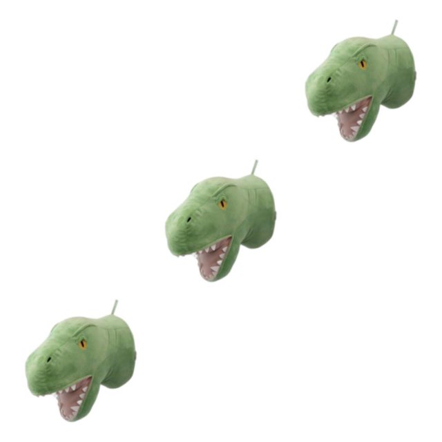 Naiovety Cabeza colgante de pared decoración segura buena sensación de mano dinosaurio agradable a la piel felpa verde Type1 NO1