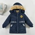 thumbnail image 2 of JSGEK Baby Boys Winter Puffer Jacket Warm Faux Fur Hood Thick Coat Kids Winter Clothes Outerwear Snowsuit Toddler Down Jacket Warm Thick Padded Coat Navy 3 Years, 2 of 3