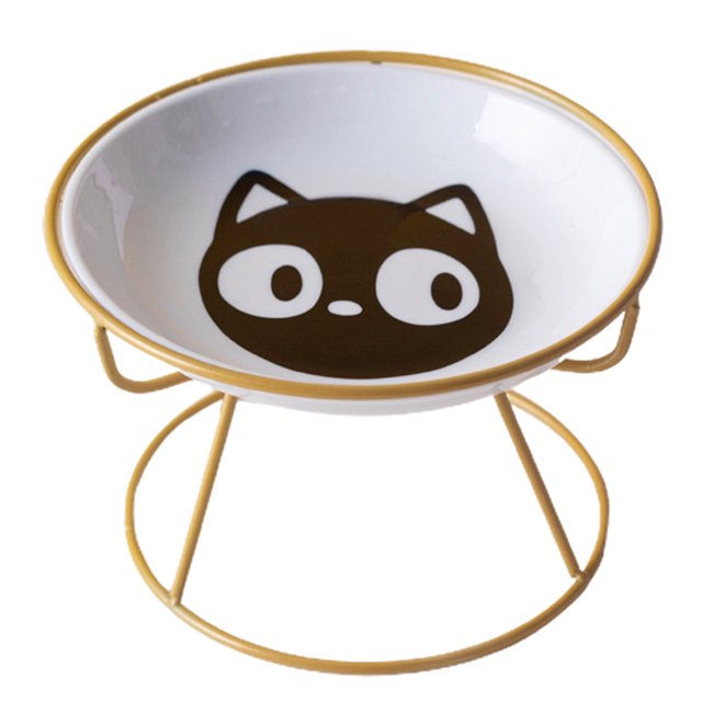 LYMAYTER Elevated Ceramic Bowl Set -Vomit Cervical Vertebrae Indoor Cats Small Pets Colorful Patterns Pet Supplies